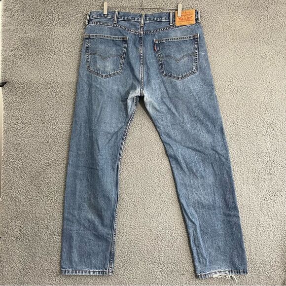 Levi's‎ 505 Jeans Men 38x33 Blue Medium Wash Straight Denim - Picture 6 of 14